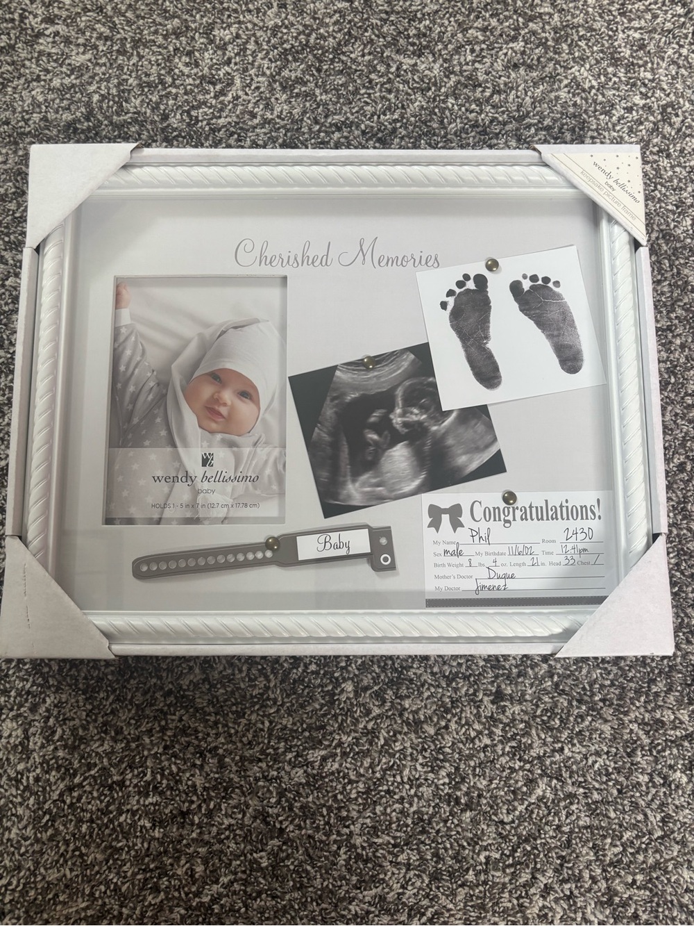 Wendy Bellissimo White Cherished Memories Baby Collage Frame